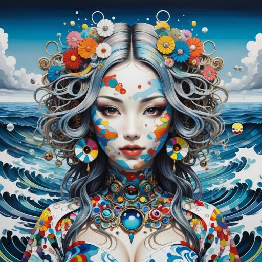 Mystical Woman in Abstract Ocean Landscape