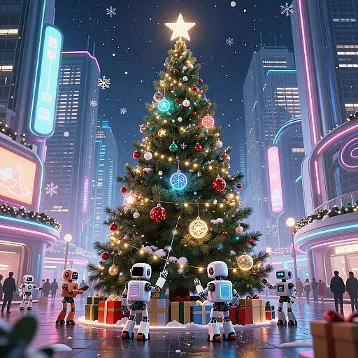 Futuristic Cyberpunk Christmas Scene