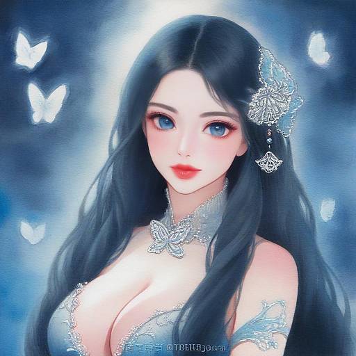 Blue Eyed Butterfly Upper Body Nude Portrait