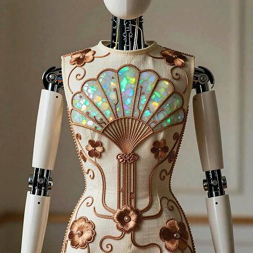 Art Nouveau Robotic Couturier with Opaline Fans