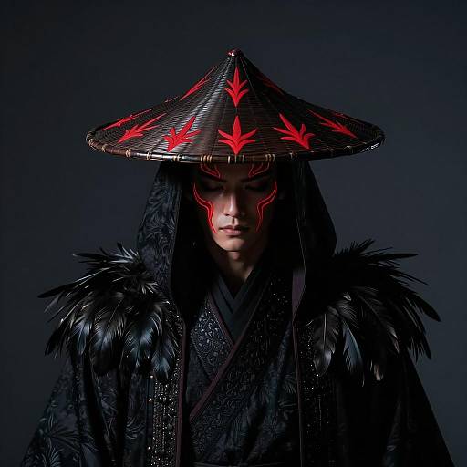 Mysterious Figure in Dark Feathers