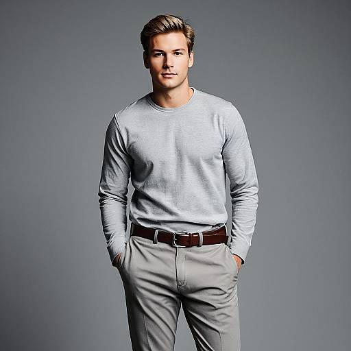 Stylish Man in Grey Casual Attire