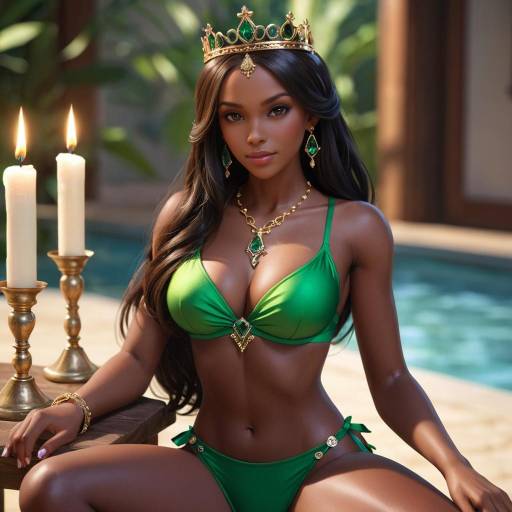 Elegant Dark-Skinned Girl with Jewelry