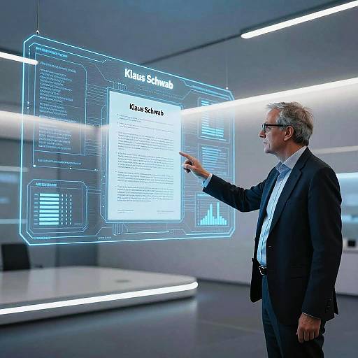 Futuristic Klaus Schwab Conference Scene