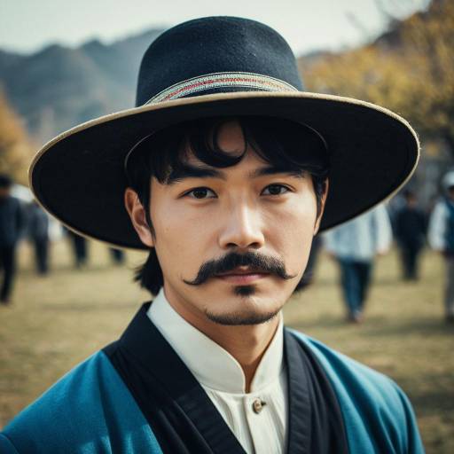 Solo Male in Korean Costume Outdoors