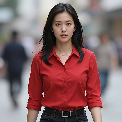 Realistic Portrait of Casual Asian Woman