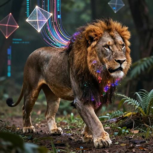 AI Lion in Digital Jungle