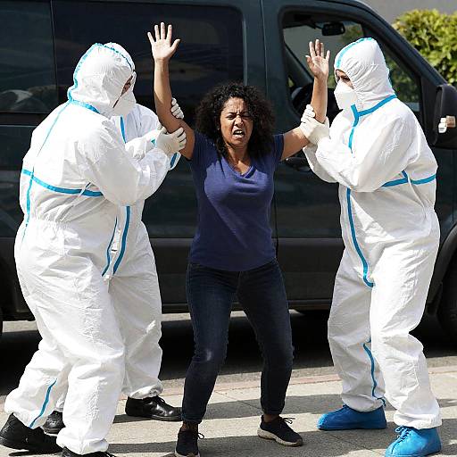 Intense Struggle in Hazmat Suits