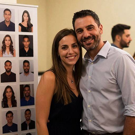 Couple Smiling in Photo Display
