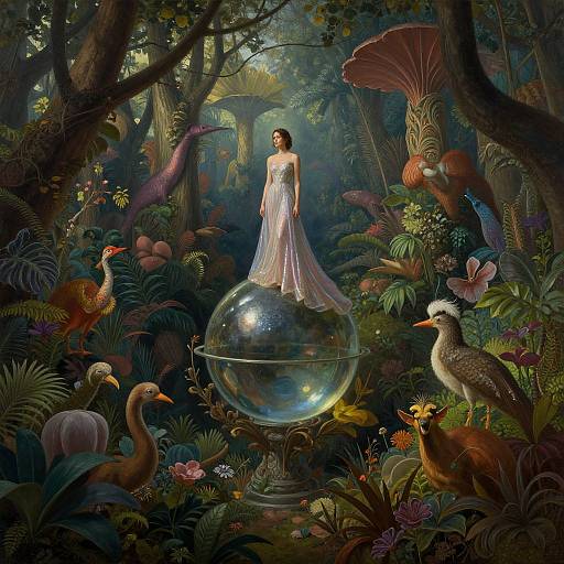 Surreal Enchantress in Fantastical Forest