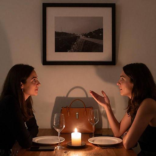 Candlelit Conversation Between Two Women