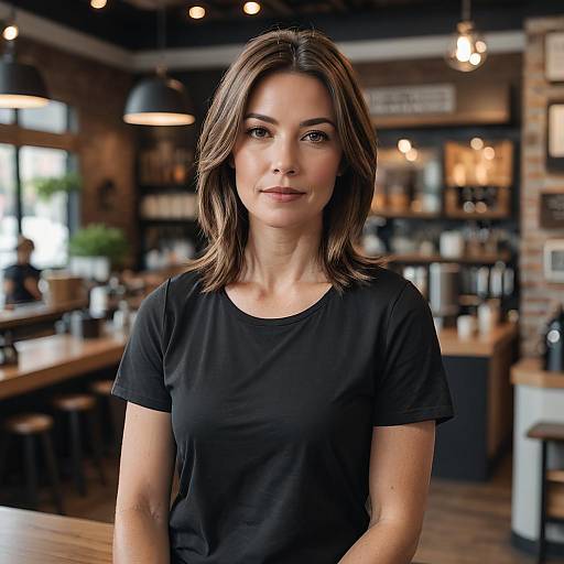 Dynamic Coffee Shop Stroll Portrait