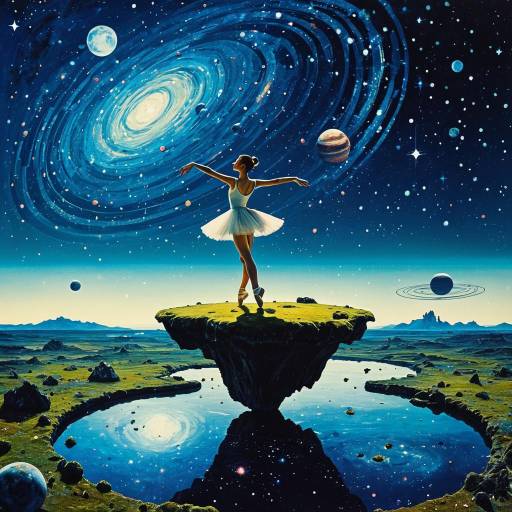 Ballerina Dancing on Floating Island in Cosmic Landscape Ballerina Dancing on Floating Island in Cosmic Landscape