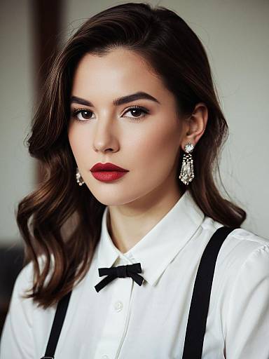 Stylish Woman in Suspenders Outfit