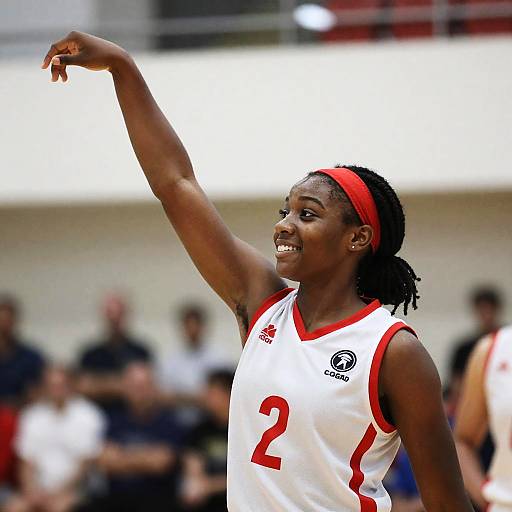 Smiling Female Basketball Player Raising Arm