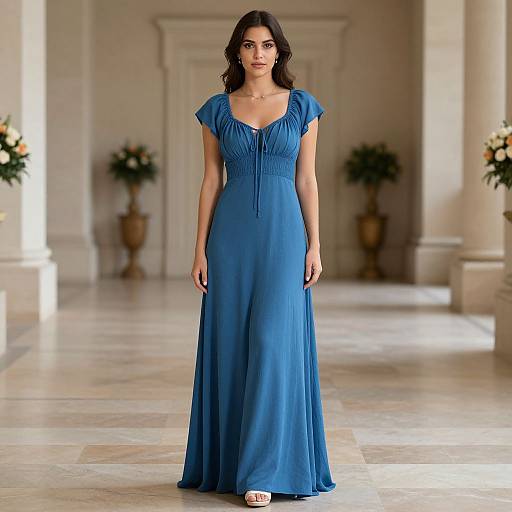 Regal Woman in Blue Dress