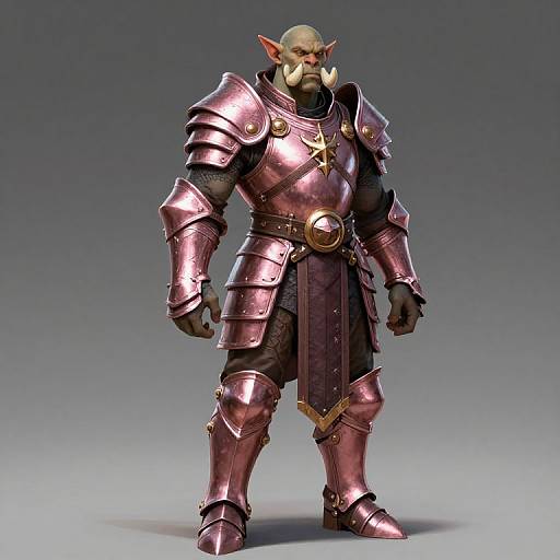Orc Cleric in Rose Gold Armor