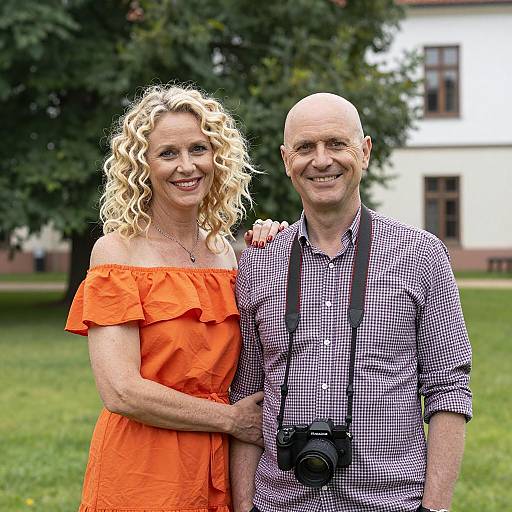 Couple in a Lush Garden Setting
