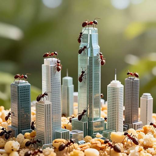 Ants Constructing Glass Skyscraper Cities