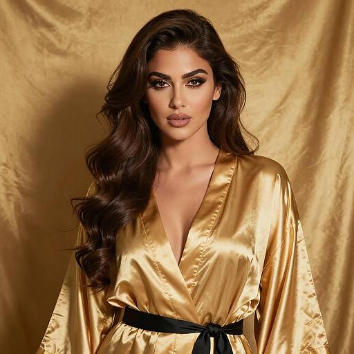 Glamorous Woman in Gold Robe