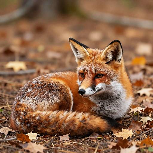 Realistic Resting Fox in Autumn