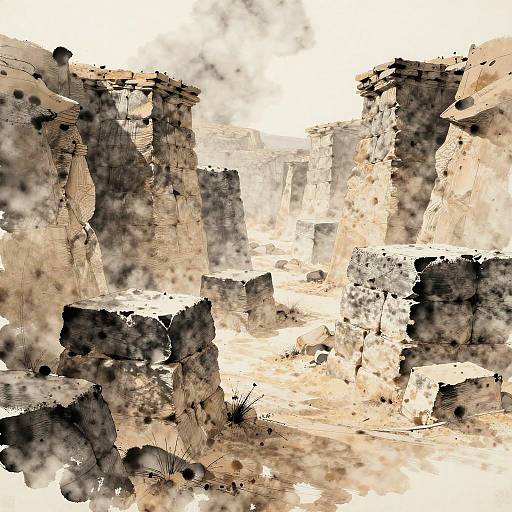 Ethereal Stone Golem in Desert Canyon