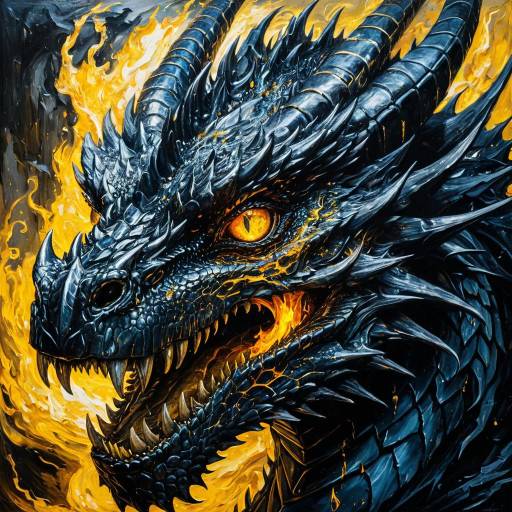 Black Ice Dragon with Molten Gold Eyes Black Ice Dragon with Molten Gold Eyes