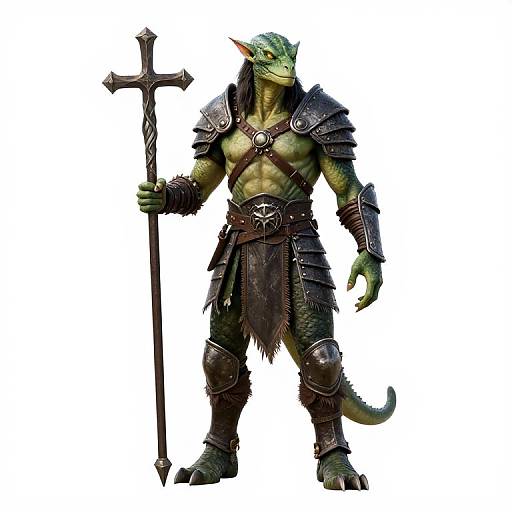 Athletic Green-Tinted Lizardfolk Druid
