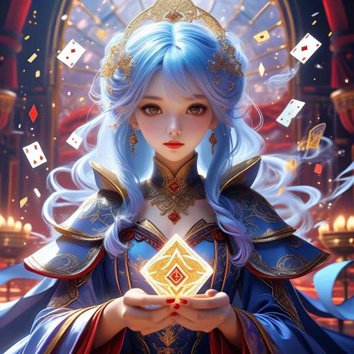 Enchanting Anime Character with Crystal Cards
