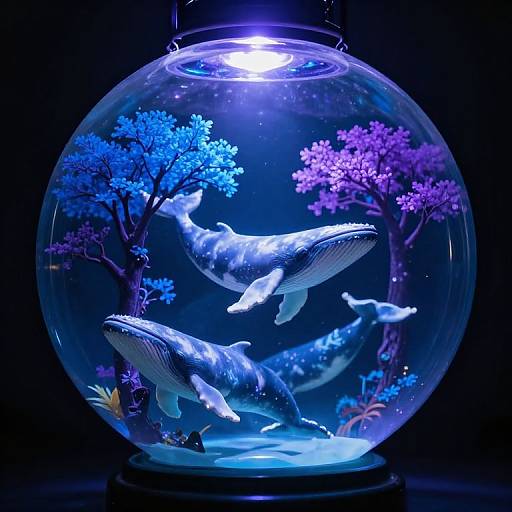 Ethereal Whales in Luminous Sphere