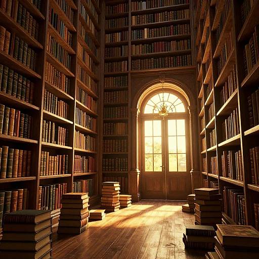 Golden Hour 3D Library Scene