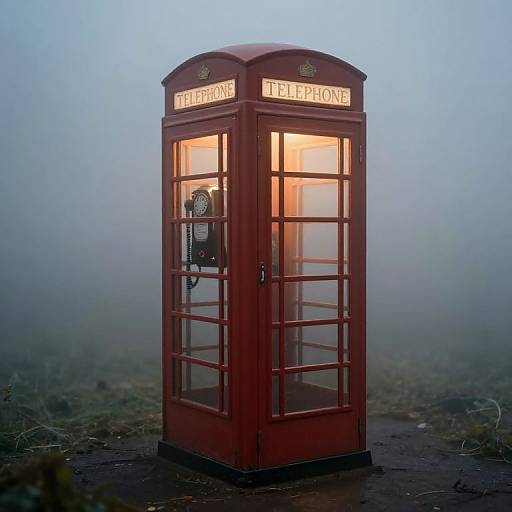 Vintage Telephone Booth in Ethereal Fog