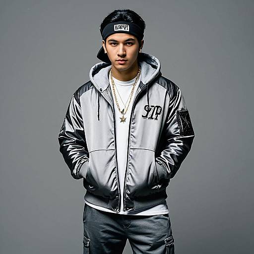 Young Man in Hip Hop Style Outfit