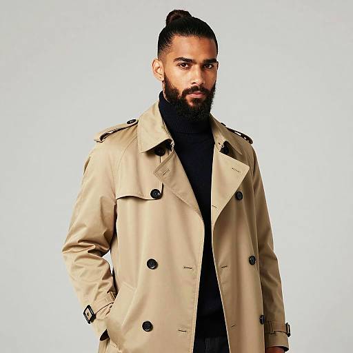 Stylish Man in Beige Trench Coat