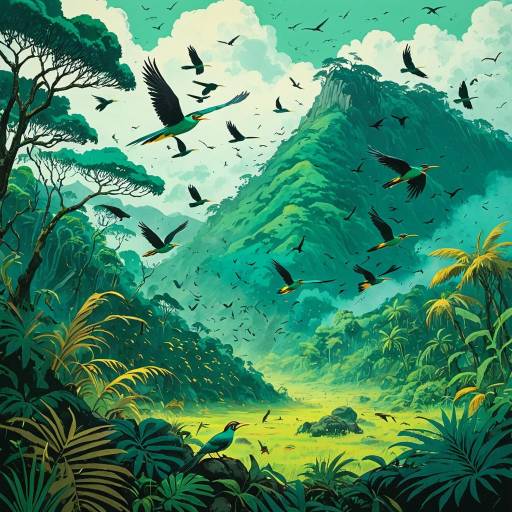 Animated Tropical Birds in Misty Highland Cloud Forest Animated Tropical Birds in Misty Highland Cloud Forest
