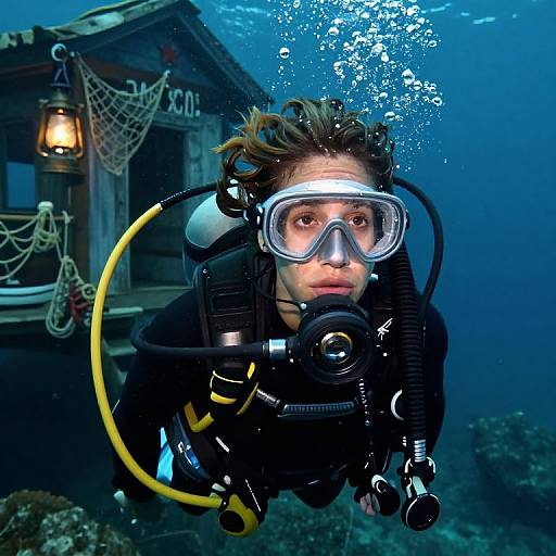 Triumphant Deep-Sea Diver Portrait