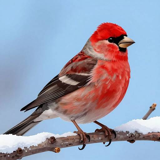 Vibrant Pine Grosbeak Cartoon Illustration