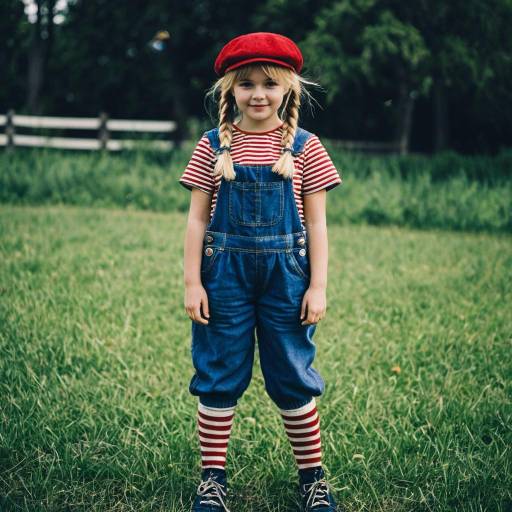 Young Girl in Raggedy Ann Inspired Outfit Outdoors