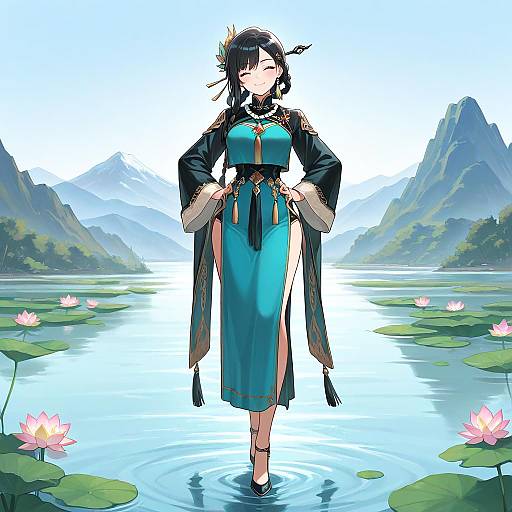 Serene Girl in Traditional Outfit