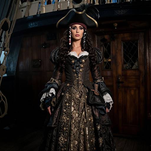 Victorian Pirate Woman on Ship Deck