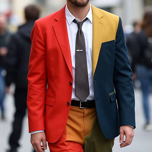 Vibrant Streetwear Suits on European Man