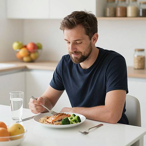 Man Enjoying Healthy Home Meal