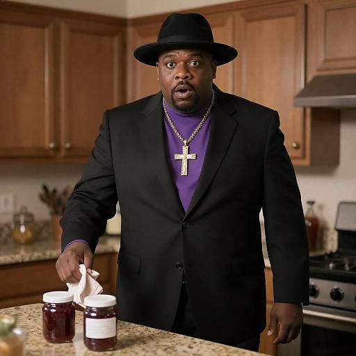 Surprised Chef in Elegant Attire