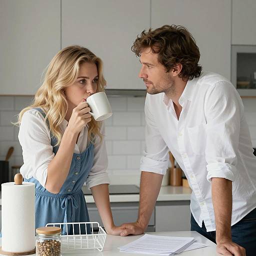 Intimate Kitchen Conversation Between Friends