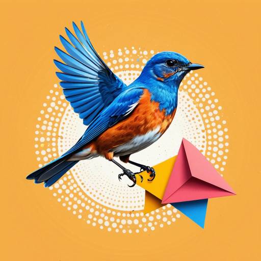 Bluebird Vector Art with Colorful Geometric Elements