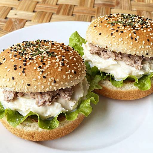 Close-Up Herb-Covered Sesame Seed Burgers