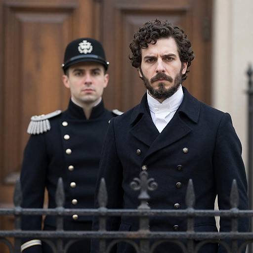 Bearded Officer at Ornate Iron Gate