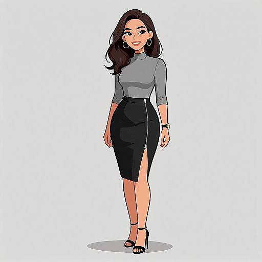 Elegant Smiling Woman in Minimalist Outfit