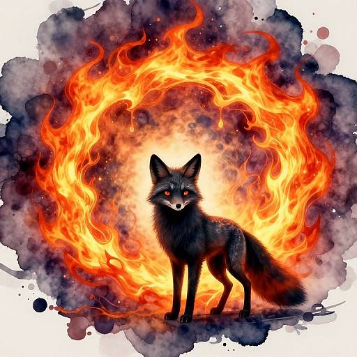 Vibrant Fiery Black Fox Portal