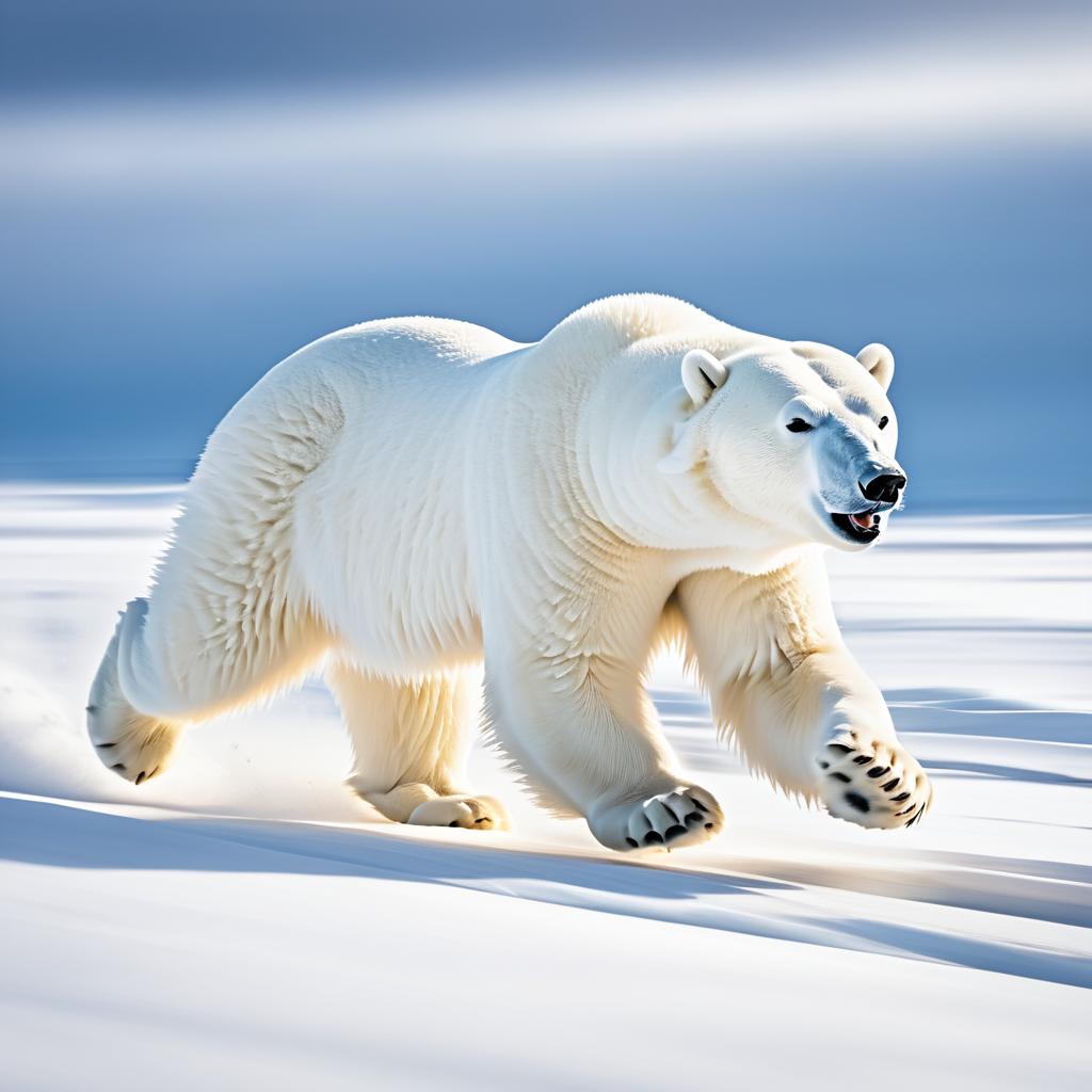 Dynamic Polar Bear Action in Arctic Landscape